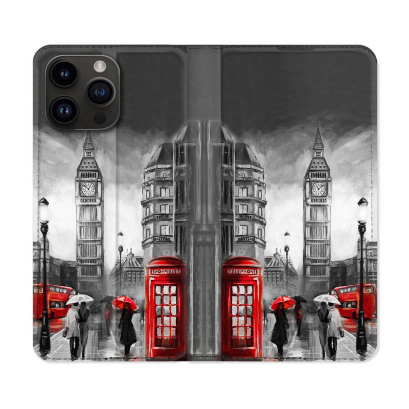 Housse Cuir Portefeuille Pour Iphone 16 Pro Voyage Angleterre Londres Vintage