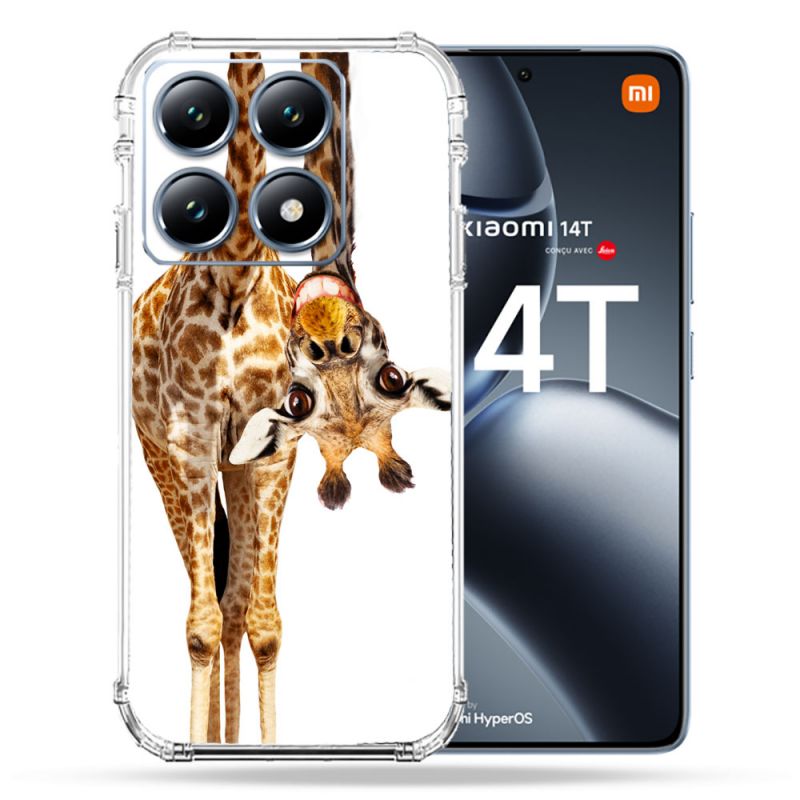 Coque Renforcée Pour Xiaomi 14T Pro Animal Girafe Blanche