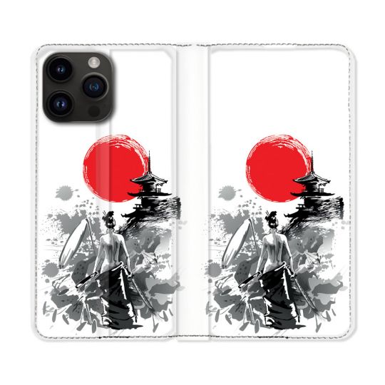 Housse Cuir Portefeuille Pour Iphone 16 Pro Voyage Japon Femme