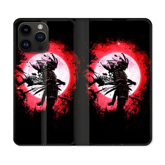 Housse Cuir Portefeuille Pour Iphone 16 Pro Voyage Japon Samourai