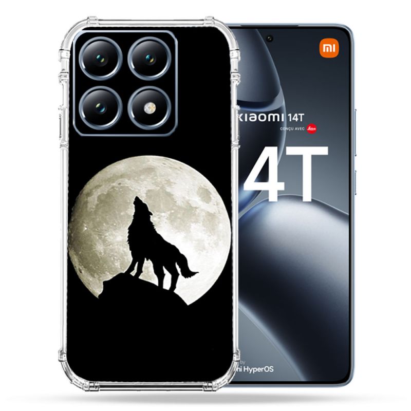 Coque Renforcée Pour Xiaomi 14T Pro Animal Loup Noir