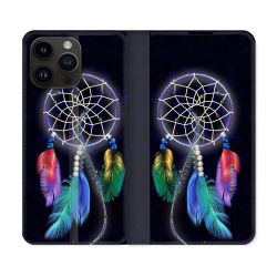 Housse Cuir Portefeuille Pour Iphone 16 Pro Zen Attrape Reve Multicolore