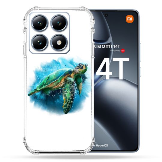 Coque Renforcée Pour Xiaomi 14T Pro Animal Tortue Blanche multicolore