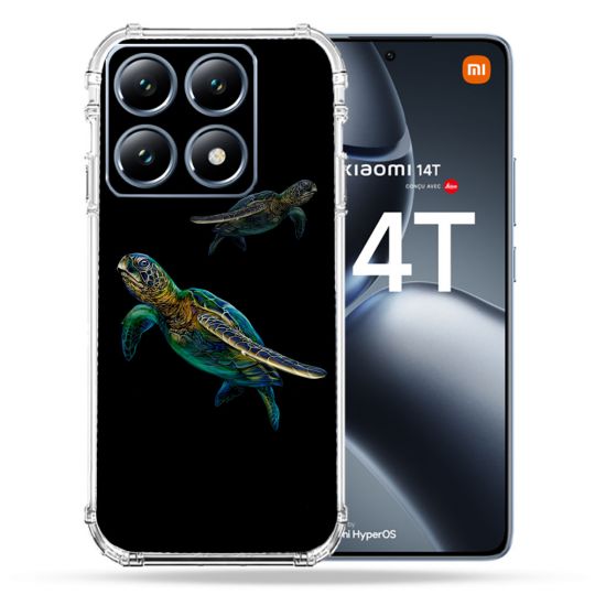 Coque Renforcée Pour Xiaomi 14T Pro Animal Tortue Noire multicolore