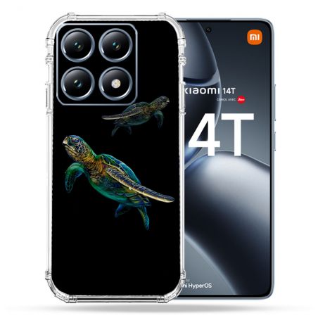 Coque Renforcée Pour Xiaomi 14T Pro Animal Tortue Noire multicolore