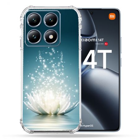 Coque Renforcée Pour Xiaomi 14T Pro Fleur Lotus Blanc