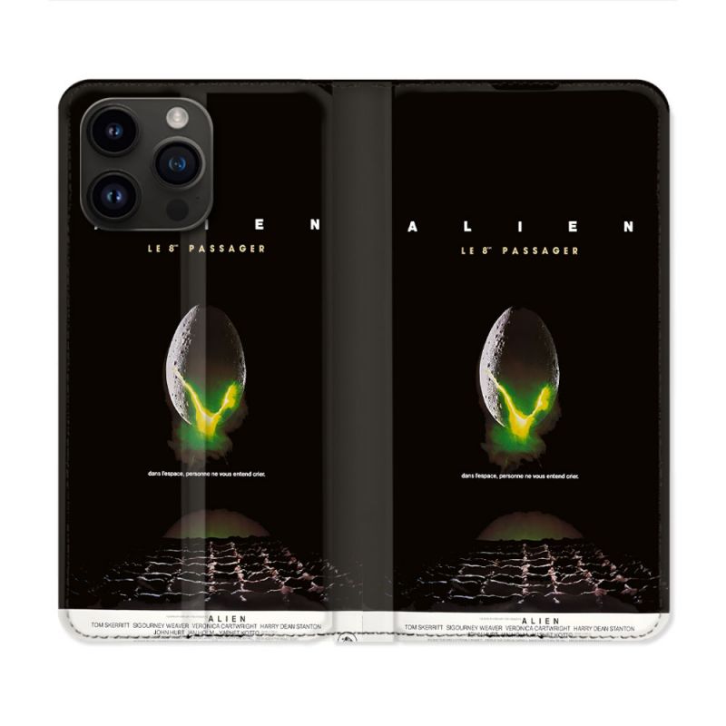 Housse Cuir Portefeuille Pour Iphone 16 Pro Plus Alien Affiche