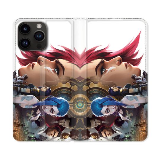 Housse Cuir Portefeuille Pour Iphone 16 Pro Plus Arcane Jynx Sœur