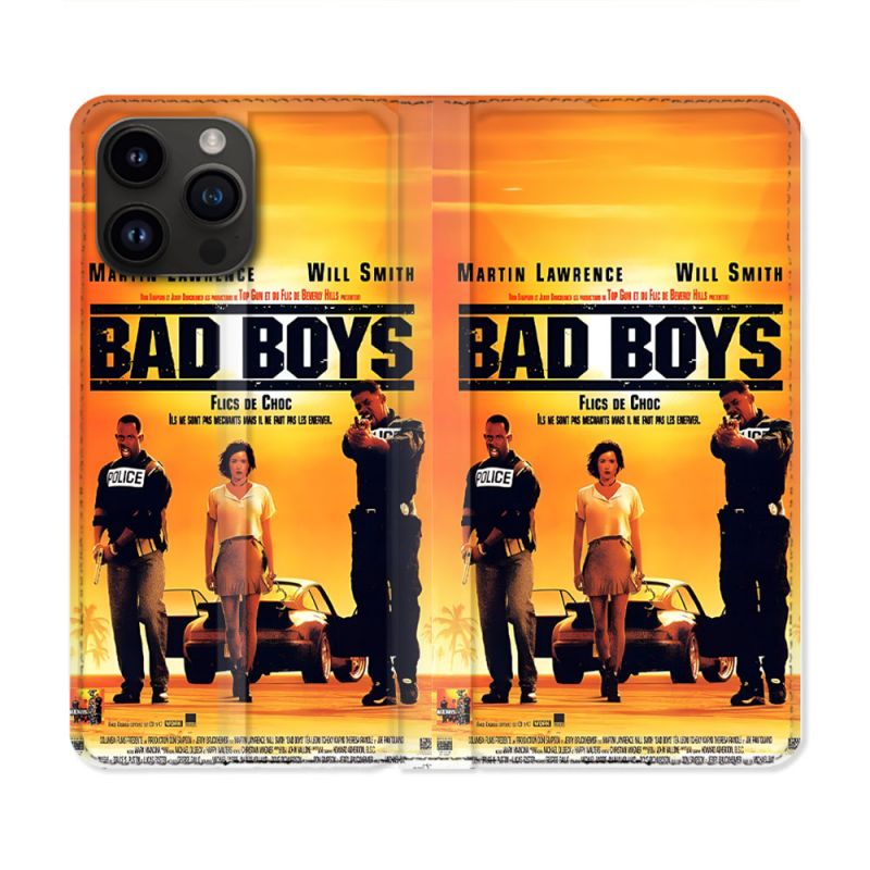 Housse Cuir Portefeuille Pour Iphone 16 Pro Plus Bad Boys Affiche