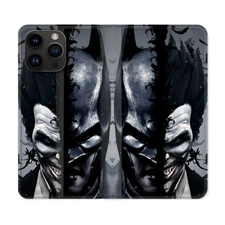 Housse Cuir Portefeuille Pour Iphone 16 Pro Plus Batman Joker