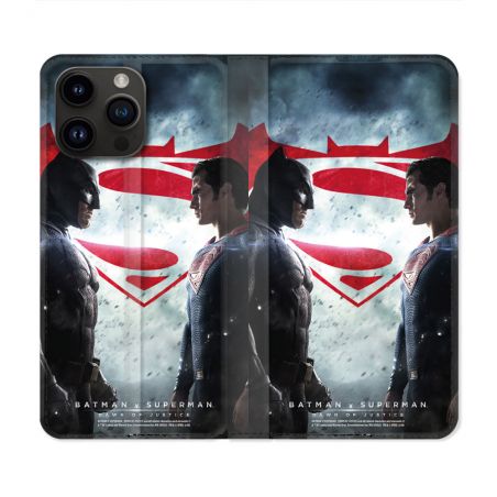 Housse Cuir Portefeuille Pour Iphone 16 Pro Plus Batman VS Superman