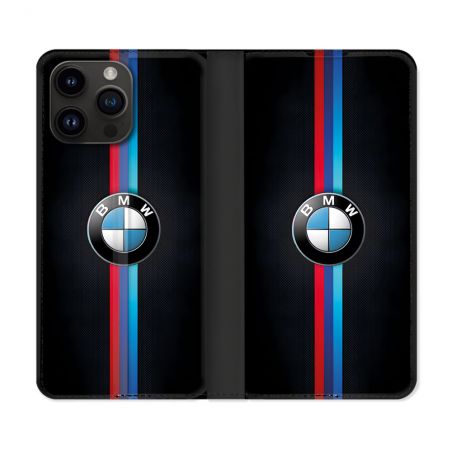 Housse Cuir Portefeuille Pour Iphone 16 Pro Plus BMW Logo