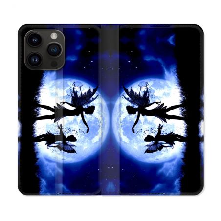 Housse Cuir Portefeuille Pour Iphone 16 Pro Plus Fantastique Fee Lune