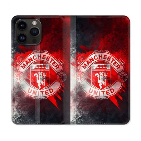 Housse Cuir Portefeuille Pour Iphone 16 Pro Plus Foot Manchester United