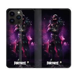 Housse Cuir Portefeuille Pour Iphone 16 Pro Plus Fortnite Raven