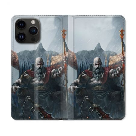 Housse Cuir Portefeuille Pour Iphone 16 Pro Plus God Of War