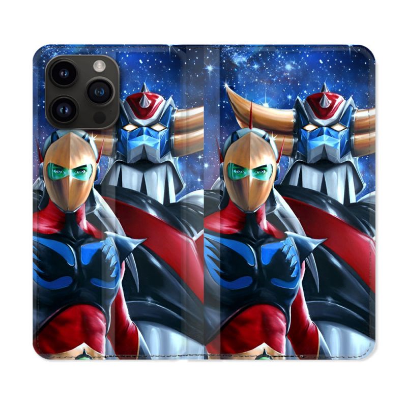 Housse Cuir Portefeuille Pour Iphone 16 Pro Plus Goldorak