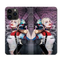Housse Cuir Portefeuille Pour Iphone 16 Pro Plus Harley Quinn Batte