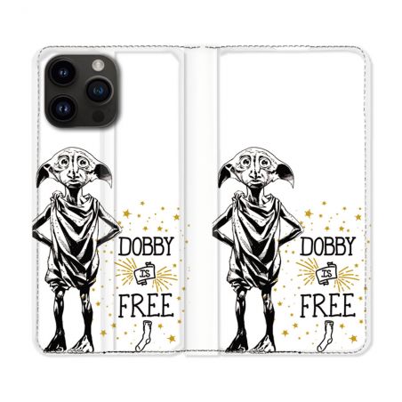 Housse Cuir Portefeuille Pour Iphone 16 Pro Plus Harry Potter Dobby Free Blanc