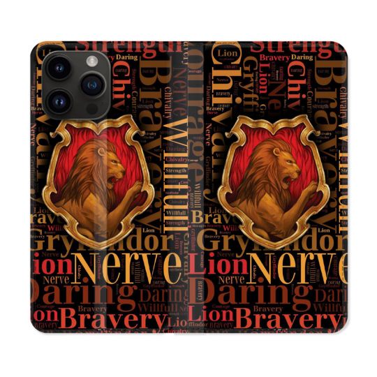 Housse Cuir Portefeuille Pour Iphone 16 Pro Plus Harry Potter Griffondor