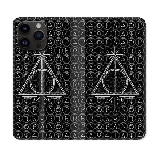 Housse Cuir Portefeuille Pour Iphone 16 Pro Plus Harry Potter Hollows Triangle Noir