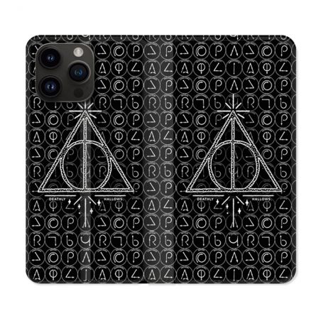 Housse Cuir Portefeuille Pour Iphone 16 Pro Plus Harry Potter Hollows Triangle Noir