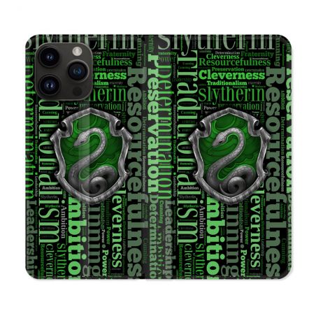 Housse Cuir Portefeuille Pour Iphone 16 Pro Plus Harry Potter Serpentar