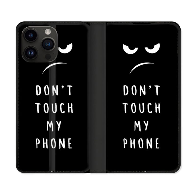 Housse Cuir Portefeuille Pour Iphone 16 Pro Plus Humour Don't Touch