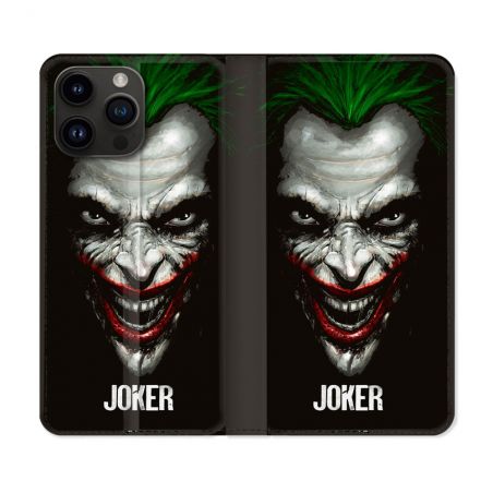 Housse Cuir Portefeuille Pour Iphone 16 Pro Plus Joker Noir