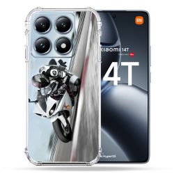 Coque Renforcée Pour Xiaomi 14T Pro Moto Course GP Blanche