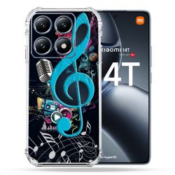 Coque Renforcée Pour Xiaomi 14T Pro Musique Cle Sol Bleu