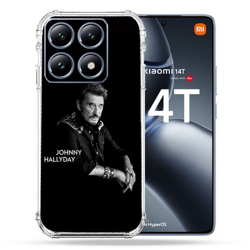 Coque Renforcée Pour Xiaomi 14T Pro Musique Johnny Hallyday Noir