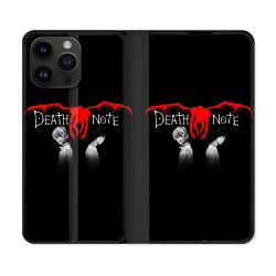 Housse Cuir Portefeuille Pour Iphone 16 Pro Plus Manga Death Note Noir