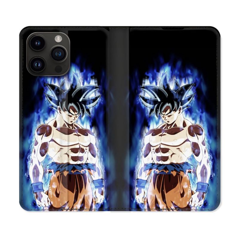Housse Cuir Portefeuille Pour Iphone 16 Pro Plus Manga Dragon Ball Sangoku Noir