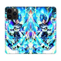 Housse Cuir Portefeuille Pour Iphone 16 Pro Plus Manga Dragon Ball Vegeta Bleu