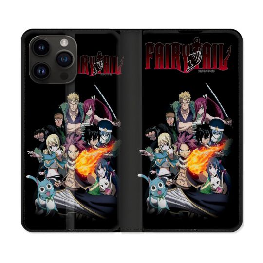 Housse Cuir Portefeuille Pour Iphone 16 Pro Plus Manga Fairy Tail Logo Team