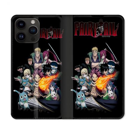 Housse Cuir Portefeuille Pour Iphone 16 Pro Plus Manga Fairy Tail Logo Team