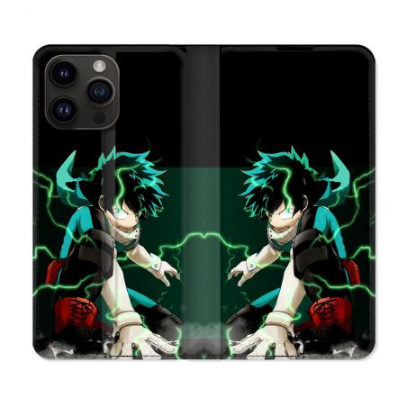 Housse Cuir Portefeuille Pour Iphone 16 Pro Plus Manga My Hero Academia Deku