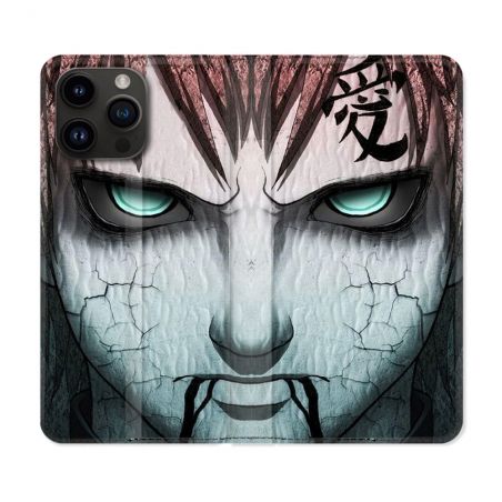 Housse Cuir Portefeuille Pour Iphone 16 Pro Plus Manga Naruto Gaara