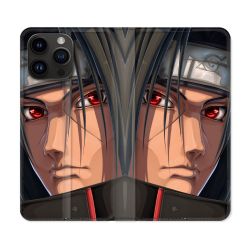 Housse Cuir Portefeuille Pour Iphone 16 Pro Plus Manga Naruto Itachi Visage