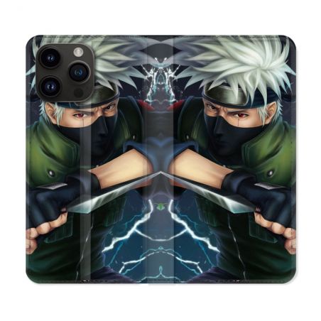 Housse Cuir Portefeuille Pour Iphone 16 Pro Plus Manga Naruto Kakashi