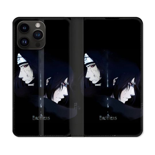 Housse Cuir Portefeuille Pour Iphone 16 Pro Plus Manga Naruto Sasuke Itachi