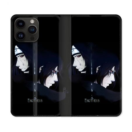 Housse Cuir Portefeuille Pour Iphone 16 Pro Plus Manga Naruto Sasuke Itachi