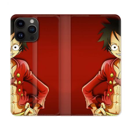 Housse Cuir Portefeuille Pour Iphone 16 Pro Plus Manga One Piece Luffy