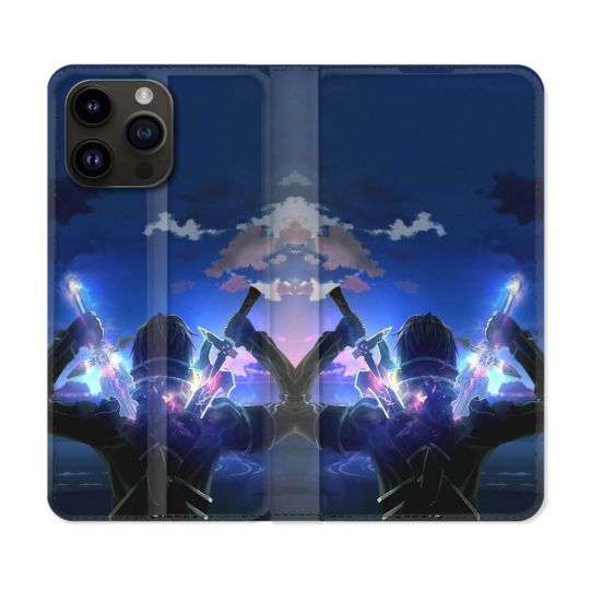 Housse Cuir Portefeuille Pour Iphone 16 Pro Plus Manga SAO sword Art Online Epee