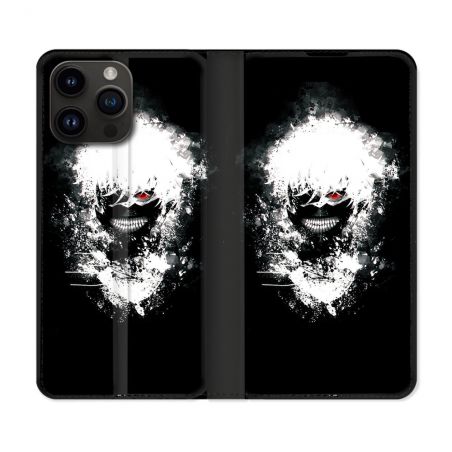 Housse Cuir Portefeuille Pour Iphone 16 Pro Plus Manga Tokyo Ghoul Kaneki Tag