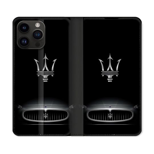 Housse Cuir Portefeuille Pour Iphone 16 Pro Plus Maserati