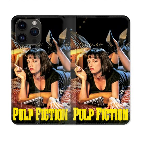Housse Cuir Portefeuille Pour Iphone 16 Pro Plus Pulp Fiction Affiche