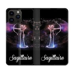 Housse Cuir Portefeuille Pour Iphone 16 Pro Plus Signe Zodiaque 2 Sagittaire