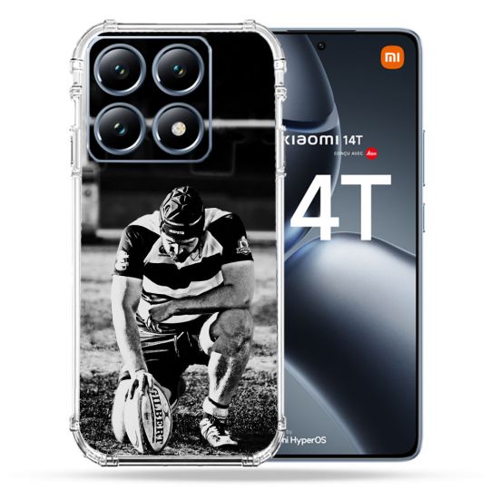 Coque Renforcée Pour Xiaomi 14T Pro Sport Rugby Noir Blanc